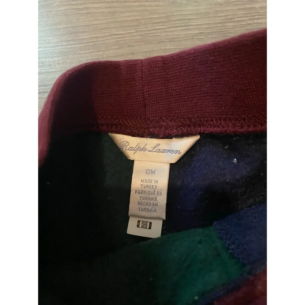Ralph Lauren Colorblocked Red Green Blue Sweat Set Polo Bear Set Baby 12 Month